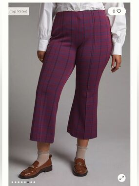 Maeve by Anthropologie The Margot Kick-Flare plaid Cropped Pants size 2X